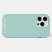 Onderste monogram naam turkoois minimalistisch iPhone hoesje (Achterkant horizontaal)