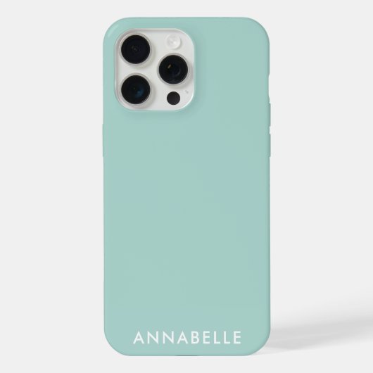 Onderste monogram naam turkoois minimalistisch iPhone hoesje (Achterkant)