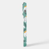 Onderste monogramnaam groen & wit bloemmotief iPhone hoesje (Linkerkant)