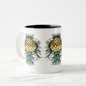 Ondersteboven Ananas Alleen samen Paar Tweekleurige Koffiemok (Voorkant links)