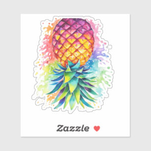 Ondersteboven ananas kleurrijk sticker