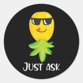Ondersteboven ananas ronde sticker (Voorkant)