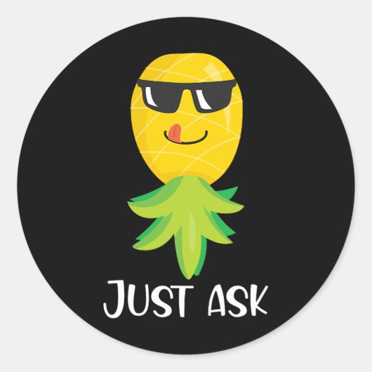 Ondersteboven ananas ronde sticker (Voorkant)