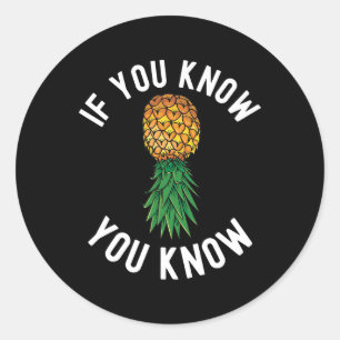 Ondersteboven Ananas Swingers Party Biseksuele Bin Ronde Sticker