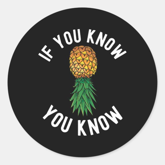 Ondersteboven Ananas Swingers Party Biseksuele Bin Ronde Sticker (Voorkant)