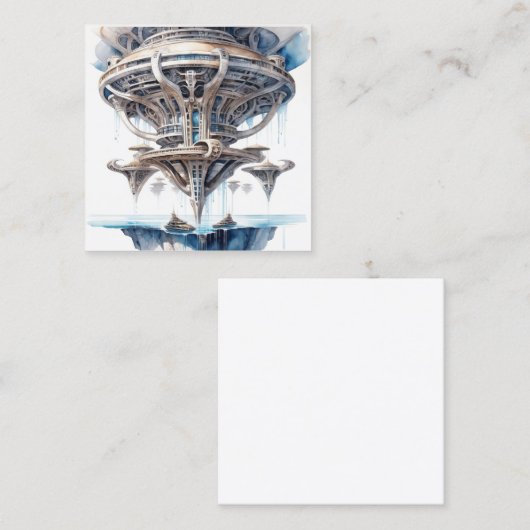 Ondersteboven buitenaardse architectuur is een typ vierkante visitekaartje (Voorkant / Achterkant)