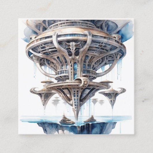 Ondersteboven buitenaardse architectuur is een typ vierkante visitekaartje (Voorkant)