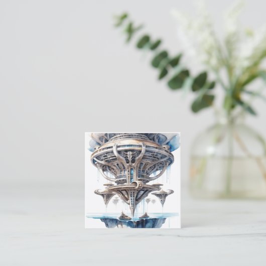 Ondersteboven buitenaardse architectuur is een typ vierkante visitekaartje (Staand voorkant)