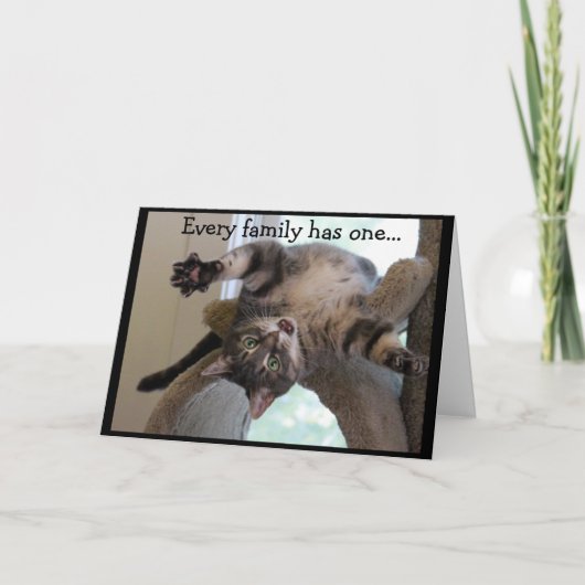 Ondersteboven Crazy Cat Kaart (Voorkant)