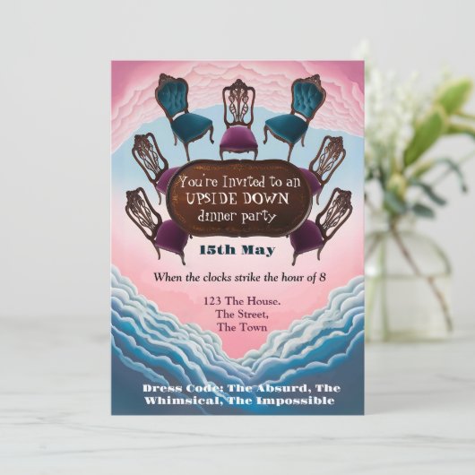 ondersteboven dinerfeest, Modern Surrealisme Kaart (Staand voorkant)