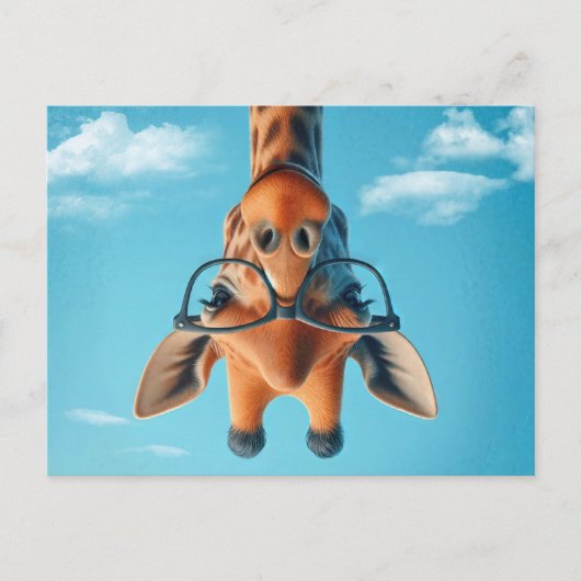 Ondersteboven Giraffe in wolken met een bril Briefkaart (Voorkant)