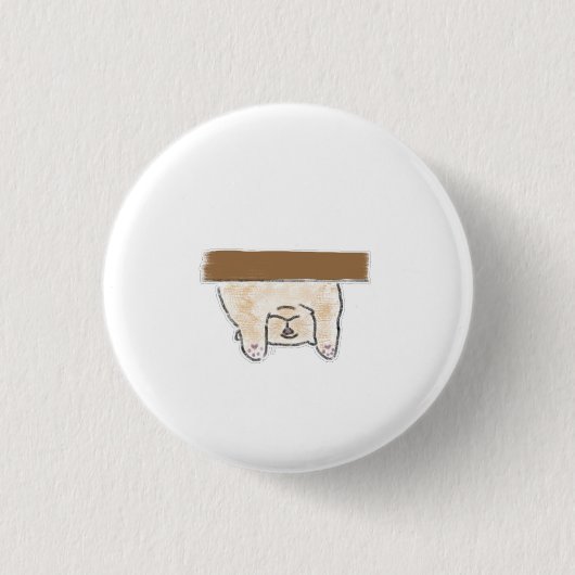 Ondersteboven hangende beige kat gepersonaliseerd  ronde button 3,2 cm (Voorkant)