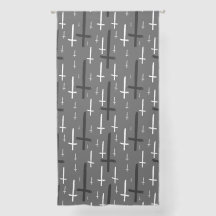 ondersteboven omgekeerd kruis grijs zwart gordijn