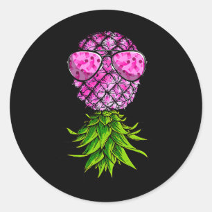Ondersteboven roze lint borstkanker bewustzijn ronde sticker