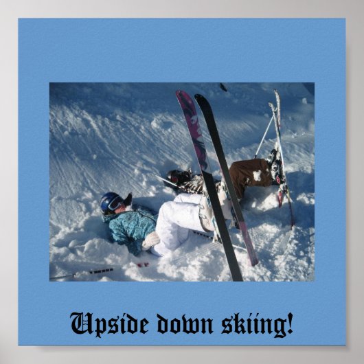 Ondersteboven skiën poster (Voorkant)