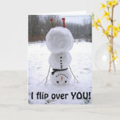 ONDERSTEBOVEN SNEEUWMAN FLIPS VOOR JE VERJAARDAG KAART (Gele Bloem)