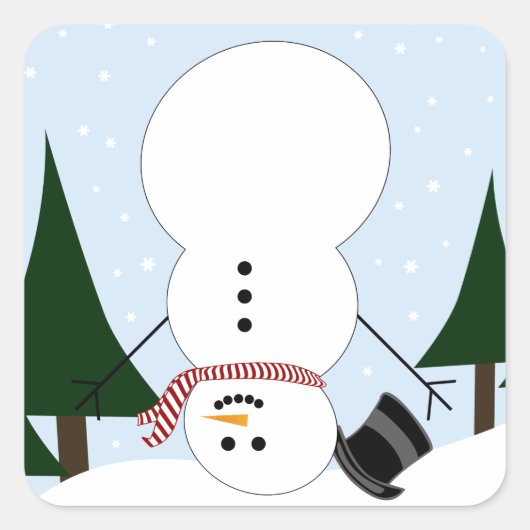Ondersteboven Snowman Vierkante Sticker (Voorkant)