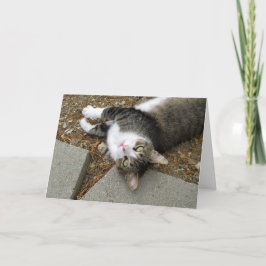Ondersteboven Tabby Cat Easter Kaart