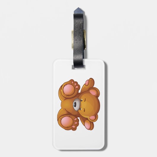 Ondersteboven teddybeer bagagelabel (Achterkant verticaal)