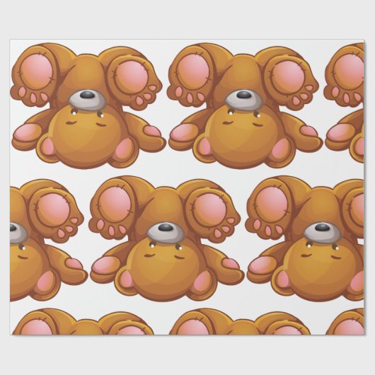 Ondersteboven teddybeer cadeaupapier (Vlak)