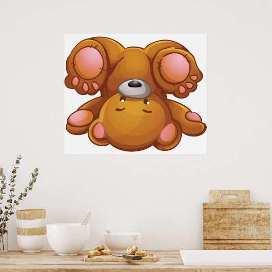 Ondersteboven Teddybeer Poster (Keuken)