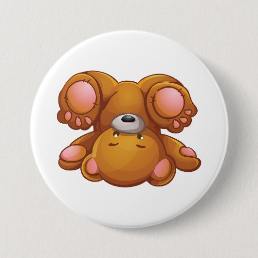 Ondersteboven teddybeer ronde button 7,6 cm (Voorkant)