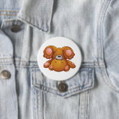 Ondersteboven teddybeer ronde button 7,6 cm (In situ)