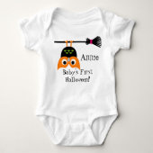 Ondersteboven Uil Halloween Baby Bodysuit (Voorkant)