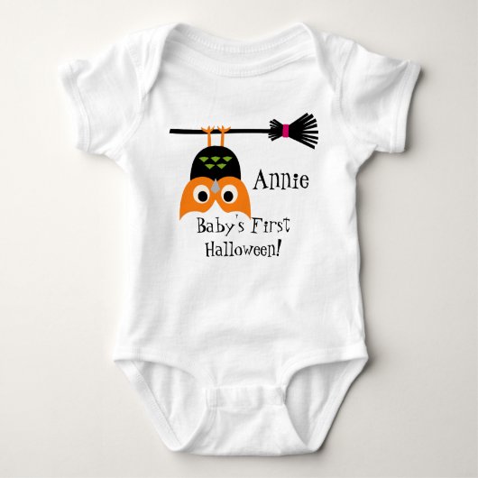 Ondersteboven Uil Halloween Baby Bodysuit (Voorkant)