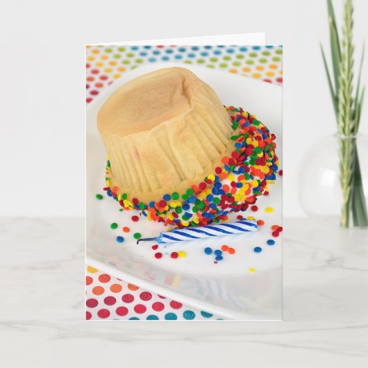 Ondersteboven verjaardag cupcake kaart (Voorkant)