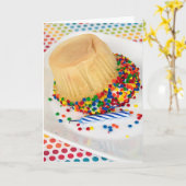 Ondersteboven verjaardag cupcake kaart (Gele Bloem)