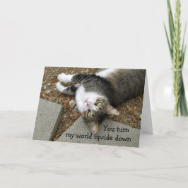 Ondersteboven Wereld Kat Valentijnsdag Kaart