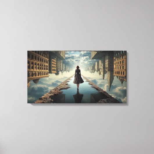 Ondersteboven wereld opgespannen canvas print (Voorkant)