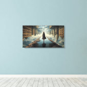 Ondersteboven wereld opgespannen canvas print (Insitu (Houten vloer))