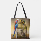 Ondersteboven wereld van de vergulde kooi tote bag (Achterkant)