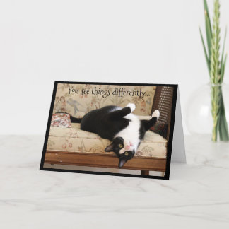 Ondersteboven Zwarte en Witte Kat Kaart