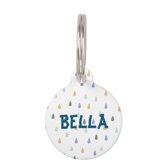  onderstelnaam kleurig regendruppelpatroon huisdierpenning (Voorkant)