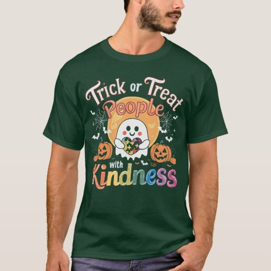 Ondersteun Autisme Halloween Griezelig Autistisch T-shirt (Voorkant)