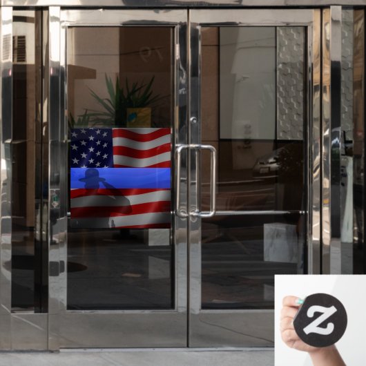 Ondersteun de politie Thin Blue Line Raamsticker (Kantoordeur)