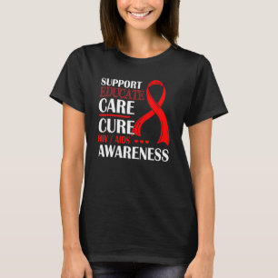 Ondersteun Educate Care Cure Red Ribbon HIV Aids A T-shirt