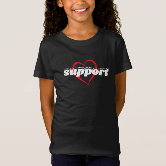 Ondersteun Hart Ontwerp – Rode Liefdessymbool met  T-shirt (Voorkant)
