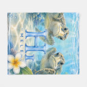 Ondersteun HIMELE Throw Dekbed Honu Fleece Deken (Voorkant (Horizontaal))