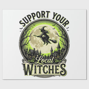 Ondersteun je lokale heksen Vintage Halloween-ontw Cadeaupapier