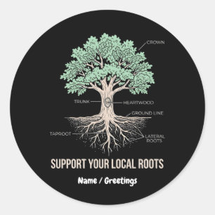 Ondersteun je lokale wortels met botanische boom a ronde sticker