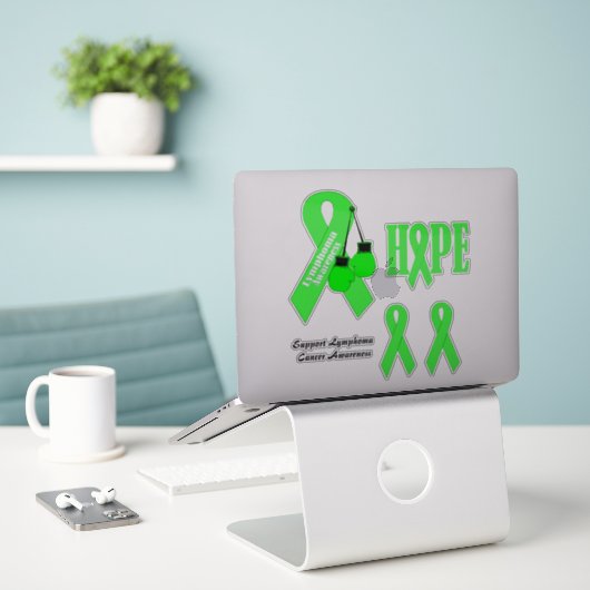 Ondersteun Lymfoom Cancer Awareness stickers (Laptop op bureau)