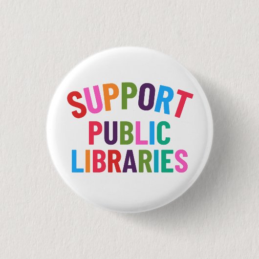 Ondersteun Openbare Bibliotheken Ronde Button 3,2 Cm (Voorkant)
