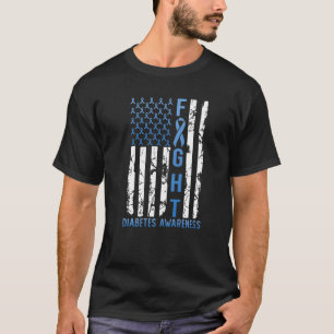 Ondersteun strijd USA-vlag Type 2 Type 1 Diabetes T-shirt