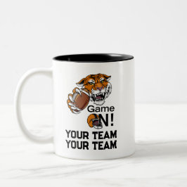 Ondersteun uw Football Team Tiger Power Game On Tweekleurige Koffiemok