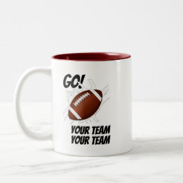 Ondersteun uw Football Team Touchdown Splash Tweekleurige Koffiemok