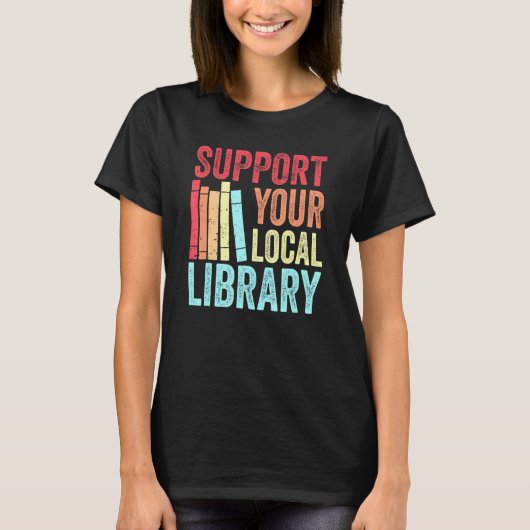 Ondersteun uw lokale bibliotheek - Retro  Vibe Bo T-shirt (Voorkant)
